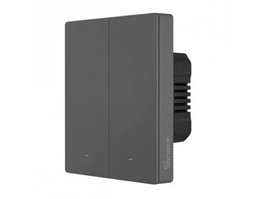 Išmanus | nuotolinis sieninis jungiklis | 2 klavišų | 2x5A | 2200W | 100-240VAC | juodas | Wi-Fi | SONOFF | M5-2C-80 | 6920075777079