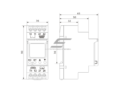 Modulinis | skaitmeninis | išmanusis termostatas su zondu kapiliaru termostatas | temperatūros reguliatorius | 24-240VAC/DC | -25...+130°C | DIN | Promfactor Baltic | PR FRT12 | 4772151003082 1