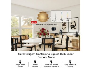Išmanus | belaidis mygtukas | jungiklis | pasukamas | juodas | ZigBee | Smart Life | TUYA | MOES 4