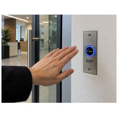 Exit door button | 12/24VDC | 115x40x25mm | NO/NC/COM | flush-mounted | contactless | EXIT | PBA-700B 1