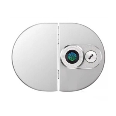 Inteligentny zamek do dwuskrzydłowych drzwi szklanych z czytnikiem linii papilarnych | Bluetooth | otwieranie kluczem | 98,8x67,4mm | srebrny Inteligentny zamek do dwuskrzydłowych drzwi szklanych z czytnikiem linii papilarnych | Bluetooth | otwieranie kluczem | 98,8x67,4mm | srebrny
