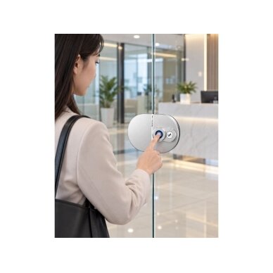 Inteligentny zamek do dwuskrzydłowych drzwi szklanych z czytnikiem linii papilarnych | Bluetooth | otwieranie kluczem | 98,8x67,4mm | srebrny 4