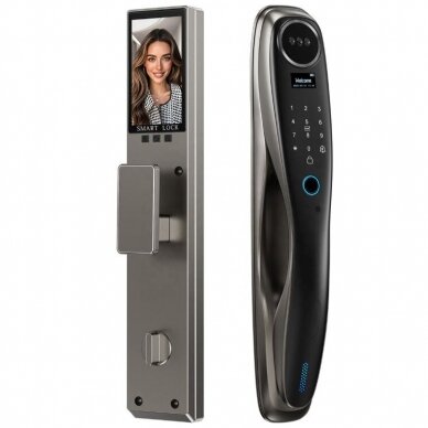 Smart door lock with face and palm recognition | fingerprint | IC card reader | 420x74x31mm | grey | TUYA | Wi-Fi Smart door lock with face and palm recognition | fingerprint | IC card reader | 420x74x31mm | grey | TUYA | Wi-Fi