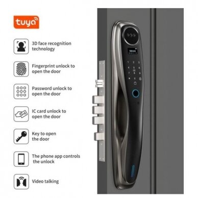 Smart door lock with face and palm recognition | fingerprint | IC card reader | 420x74x31mm | grey | TUYA | Wi-Fi 2 Smart door lock with face and palm recognition | fingerprint | IC card reader | 420x74x31mm | grey | TUYA | Wi-Fi 2