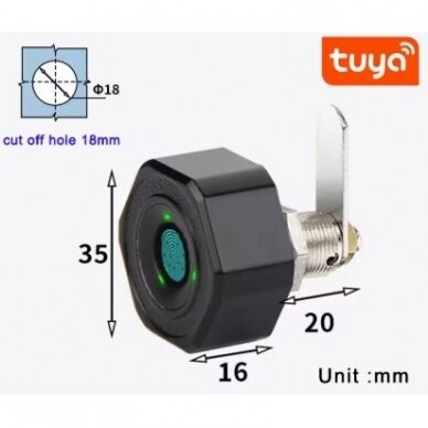 Smart electronic lock with biometric | fingerprint unlocking | for cabinet | safe | 20mm | black | Tuya 4 Smart electronic lock with biometric | fingerprint unlocking | for cabinet | safe | 20mm | black | Tuya 4