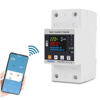 Умное реле контроля напряжения и тока с таймером | 1-63A | 230V | TUYA Wi-Fi