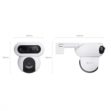 Viedā divu objektīvu IP novērošanas kamera | 4MP+4MP | IP65 | Wi-Fi | CS-H90 EZVIZ 5 Viedā divu objektīvu IP novērošanas kamera | 4MP+4MP | IP65 | Wi-Fi | CS-H90 EZVIZ 5