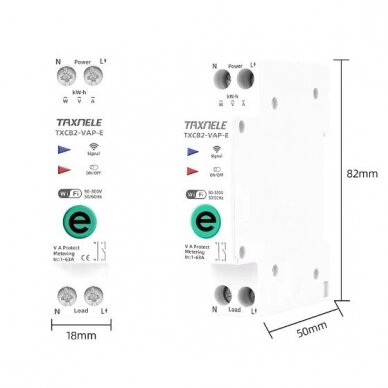 Viedais automātiskais slēdzis | ar pārslodzes | pārsprieguma aizsardzību | ar Wi-Fi tālvadību | 1P | 63A | 230V | TUYA 4