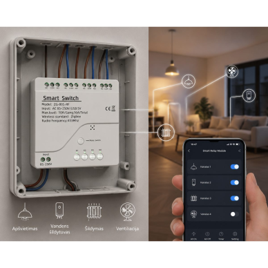 Nutikas WiFi releemoodul | 4 kanalit | 230V | Tuya Smart Life | RF puldi juhtimine | 10A | 2200W | Elektriseadmete automaatseks juhtimiseks 3 Nutikas WiFi releemoodul | 4 kanalit | 230V | Tuya Smart Life | RF puldi juhtimine | 10A | 2200W | Elektriseadmete automaatseks juhtimiseks 3