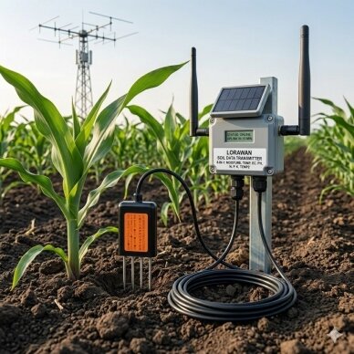Czujnik gleby 8w1 z LoRa / LoRaWAN | monitorowanie parametrów gleby w czasie rzeczywistym | wilgotność | temperatura | EC | zasolenie | pH | RS485 | IP68 3