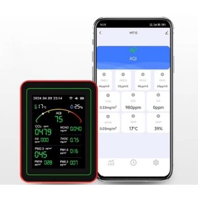 Inteligentny miernik CO2 i jakości powietrza | Czujnik | biały | 15 w 1 | IP40 | Wi-Fi | Tuya 2 Inteligentny miernik CO2 i jakości powietrza | Czujnik | biały | 15 w 1 | IP40 | Wi-Fi | Tuya 2