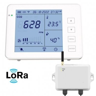 CO2 controller | sensor for ventilation system | 0-5000PPM | 24V | white | LoRa