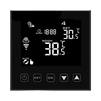 Smart underfloor heating thermostat | WiFi | Tuya / Smart Life | 16A | 90–230V | NTC sensor | weekly programming | Alexa / Google Assistant | black Smart underfloor heating thermostat | WiFi | Tuya / Smart Life | 16A | 90–230V | NTC sensor | weekly programming | Alexa / Google Assistant | black