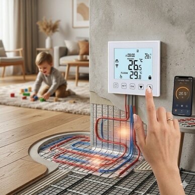 Nutikas põrandakütte termostaat | WiFi | Tuya / Smart Life | 16A | 90–230V | NTC andur | nädalane programmeerimine | Alexa / Google Assistant | valge 5 Nutikas põrandakütte termostaat | WiFi | Tuya / Smart Life | 16A | 90–230V | NTC andur | nädalane programmeerimine | Alexa / Google Assistant | valge 5