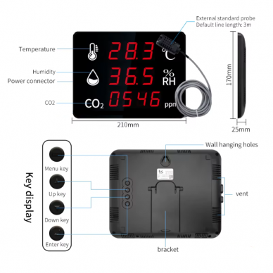 CO2 and air quality meter | sensor | 400-6000ppm | black 3