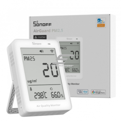 Smart indoor air quality monitor Sonoff AirGuard SAWF-07P with monitoring function | PM2.5 / PM10 / temperature, relative humidity measurement | Wi-Fi | Apple Home / Google Home / Alexa 1 Smart indoor air quality monitor Sonoff AirGuard SAWF-07P with monitoring function | PM2.5 / PM10 / temperature, relative humidity measurement | Wi-Fi | Apple Home / Google Home / Alexa 1