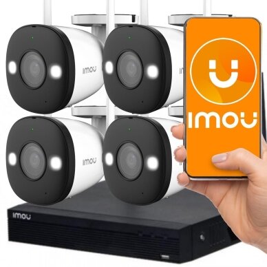 Inteligentny | Zestaw kamer do monitoringu IP 1080P H.265 BULLET Wi-Fi i rejestrator NVR Pro 1TB | 4 kanały | IP67 | KIT/NVR1104HS-W-S2/4-F22FE IMOU 1
