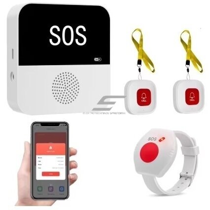 Smart | Wireless | SOS Emergency Call System | for Disabled | with 2 Buttons and Wristband | 433MHz | Wi-Fi
