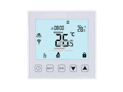 Išmanus grindinio šildymo termostatas | WiFi | Tuya / Smart Life | 16A | 90–230V | NTC jutiklis | savaitinis programavimas | Alexa / Google Assistant | baltas