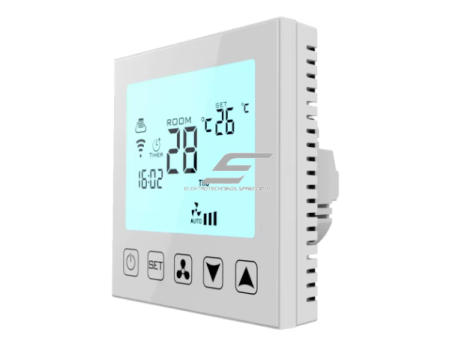 Išmanus liečiamas kambario termostatas | 24V / 230V | programuojamas | HVAC, fan coil ir oro kondicionavimo sistemoms | baltas 1