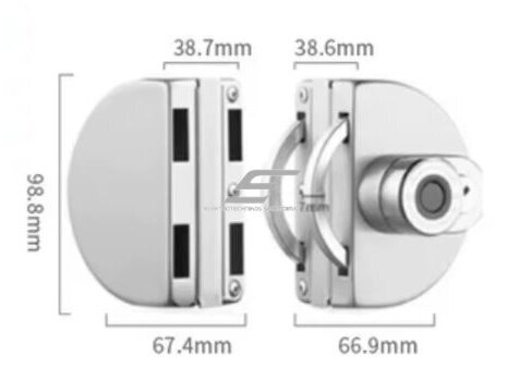 Išmani durų spyna stiklinėms dvivėrėms durims su piršto antspaudo | Bluetoth | rakto atrakinimu | 98,8x67,4mm | sidabrinė 2 Išmani durų spyna stiklinėms dvivėrėms durims su piršto antspaudo | Bluetoth | rakto atrakinimu | 98,8x67,4mm | sidabrinė 2