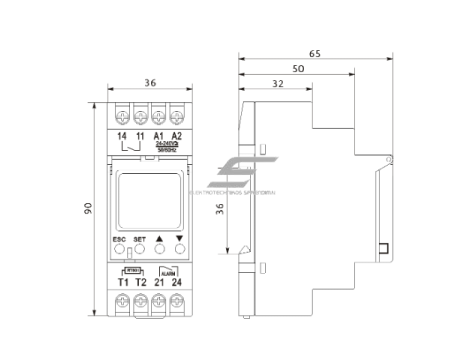 Modulinis | skaitmeninis | išmanusis termostatas su zondu kapiliaru termostatas | temperatūros reguliatorius | 24-240VAC/DC | -25...+130°C | DIN | Promfactor Baltic | PR FRT12 | 4772151003082 1
