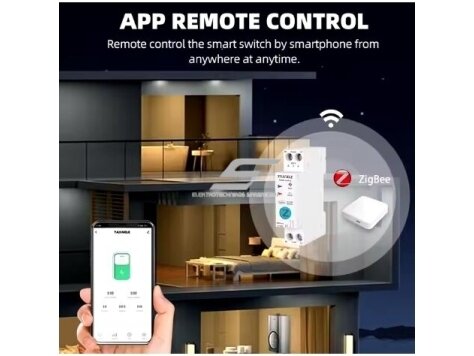Išmanus automatinis jungiklis | su elektros energijos matavimu | valdomas nuotoliu Wi-Fi | 1P | 63A | 230V | TUYA | ZigBee Smart 1 Išmanus automatinis jungiklis | su elektros energijos matavimu | valdomas nuotoliu Wi-Fi | 1P | 63A | 230V | TUYA | ZigBee Smart 1
