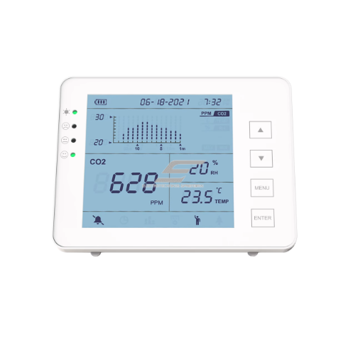 Измеритель качества воздуха CO₂ с WiFi | для внутренних помещений | 0–5000 ppm | температура + влажность | регистрация данных | USB | белый Измеритель качества воздуха CO₂ с WiFi | для внутренних помещений | 0–5000 ppm | температура + влажность | регистрация данных | USB | белый