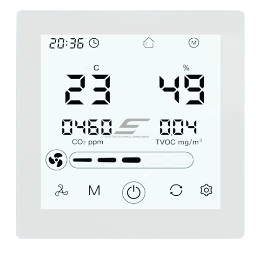 Nutikas 3-kiiruseline ventilaatori kontroller koos CO₂ ja õhukvaliteedi anduriga | AC/EC/DC ventilaatoritele | 110-240VAC | 0…+50°C | Wi-Fi | TUYA Nutikas 3-kiiruseline ventilaatori kontroller koos CO₂ ja õhukvaliteedi anduriga | AC/EC/DC ventilaatoritele | 110-240VAC | 0…+50°C | Wi-Fi | TUYA