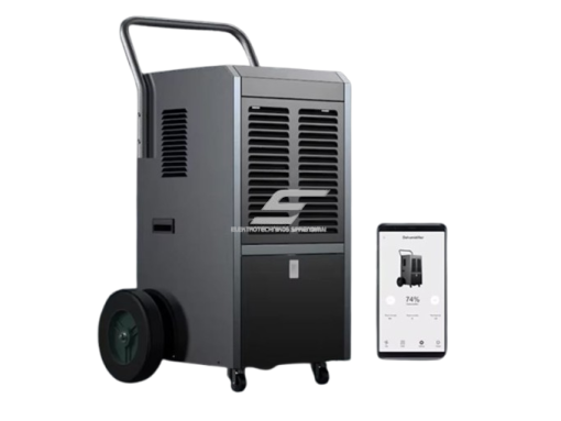 Išmanus pramoninis kompresorinis oro sausintuvas | drėgmės surinkėjas su integruotu siurbliu | 650W | 230V | 58l/24h | 500m³/h | 810x530x420mm | metalinis | juodas | Wi-Fi 2