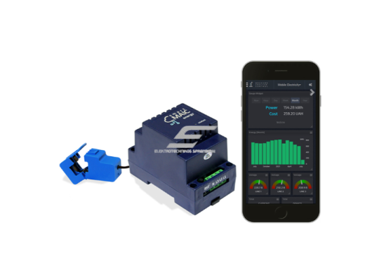 Modulinis | išmanus elektros tinklo 230V analizatorius vienfazis | su srovės transformatoriumi CT | 100A | DIN | Wi-Fi | smart-MAIC | D101-2