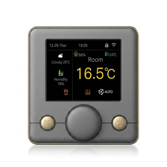 Smart WiFi underfloor heating thermostat | 16A | IPS color display | weather forecast | AC100–230V | IP20 | dark gray Smart WiFi underfloor heating thermostat | 16A | IPS color display | weather forecast | AC100–230V | IP20 | dark gray