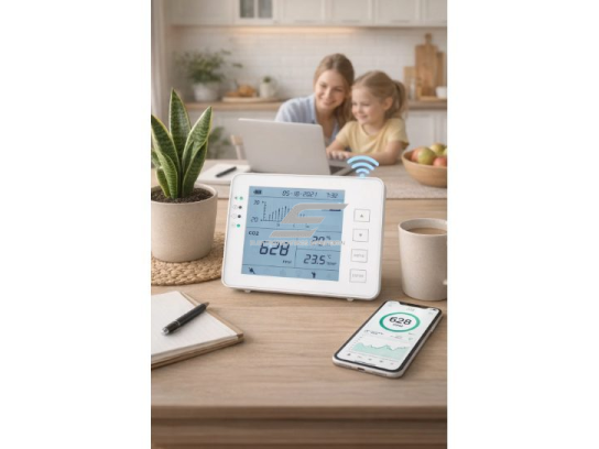 CO₂ oro kokybės matuoklis su WiFi | vidaus patalpoms | 0–5000 ppm | temperatūra + drėgmė | duomenų kaupimas | USB | baltas 1 CO₂ oro kokybės matuoklis su WiFi | vidaus patalpoms | 0–5000 ppm | temperatūra + drėgmė | duomenų kaupimas | USB | baltas 1