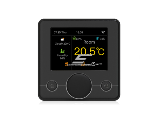Išmanus grindinio šildymo termostatas su WiFi | 16A | IPS spalvotas ekranas | orų prognozė | AC100–230V | IP20 | juodas Išmanus grindinio šildymo termostatas su WiFi | 16A | IPS spalvotas ekranas | orų prognozė | AC100–230V | IP20 | juodas
