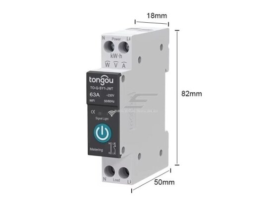 Išmanus automatinis jungiklis | valdomas nuotoliu Tuya WiFi | 1P+N | 63A | 230V | 26kW | IP20 | Tangou 1