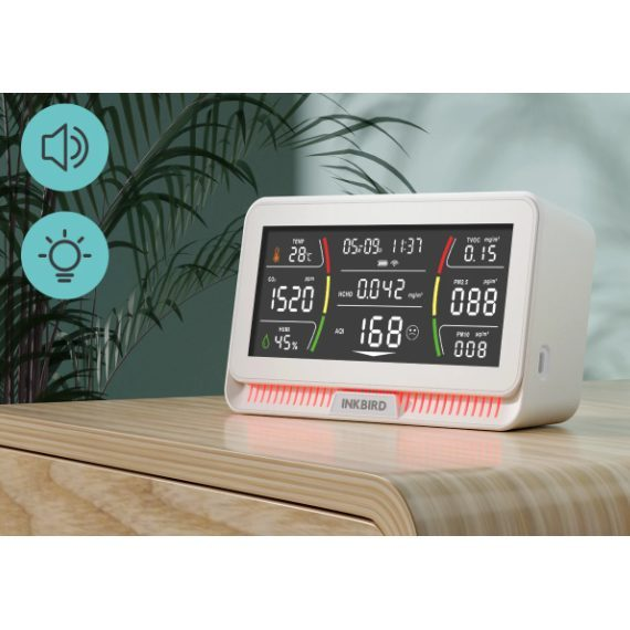 Vieds | Daudzfunkcionāls | Bezvadu CO₂ un gaisa kvalitātes mērītājs | Sensors | Balts | Wi-Fi | Tuya 2