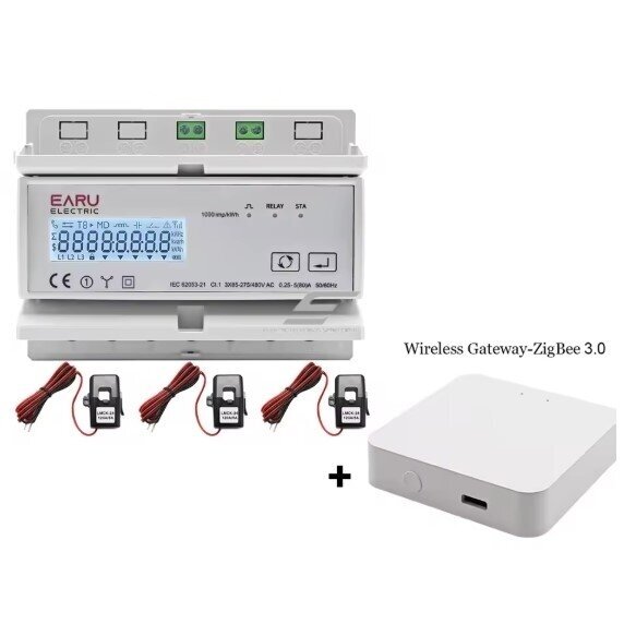 Smart | digital | electricity meter with 3 current transformers CT 500A | 3F | 230/380V | with wireless gateway Zigbee 3.0