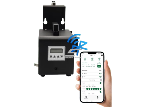 Išmanus pramoninis aromato difuzorius | 14W | 12VDC | 500ml | 1000-2000m³ | 250x120x155mm | juodas | Bluetooth 4