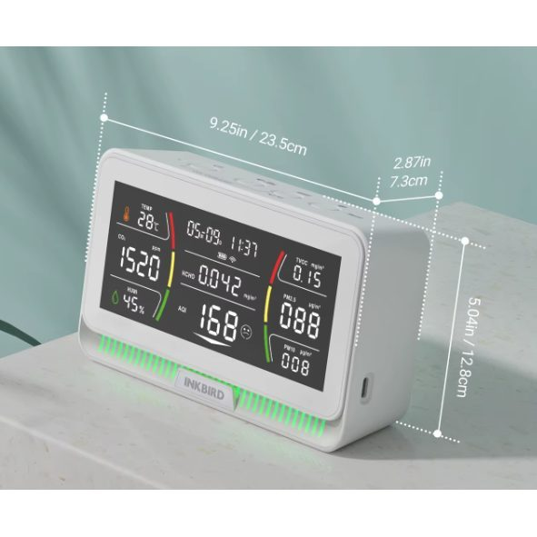 Vieds | Daudzfunkcionāls | Bezvadu CO₂ un gaisa kvalitātes mērītājs | Sensors | Balts | Wi-Fi | Tuya 5
