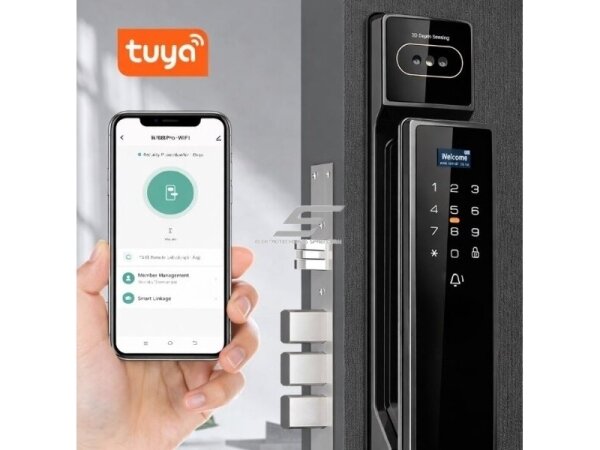 Išmani durų spyna su veido ir delno atpažinimu | pirštų antspaudų | IC kortelių skaitytuvu | 418x74x30mm | juoda | TUYA | Wi-Fi | IP66 2 Išmani durų spyna su veido ir delno atpažinimu | pirštų antspaudų | IC kortelių skaitytuvu | 418x74x30mm | juoda | TUYA | Wi-Fi | IP66 2