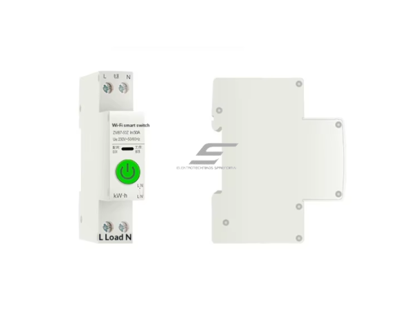 Išmanus WiFi automatinis jungiklis su energijos matavimu | 1P | 50A | Tuya Smart APP | DIN montavimas 1