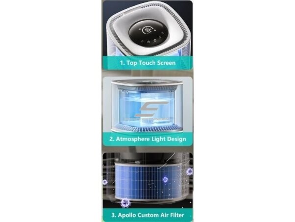 Patalpų oro valymo įrenginys | drėkintuvas su UV sterilizacijos lempa | 300W | 230V | 6l | 1300ml/h | 265m³/h | 760x280x280mm | baltas 3