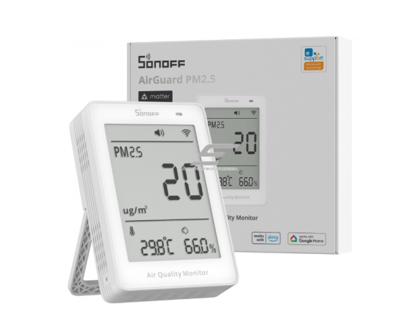 Išmanus patalpų oro kokybės matuoklis Sonoff AirGuard SAWF-07P su monotoringo funkcija | PM2.5 / PM10 / temperatūros, santykinės drėgmės matavimas | Wi-Fi | Apple Home / Google Home / Alexa 1