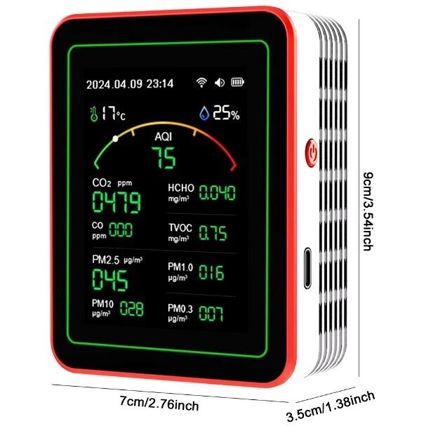 Inteligentny miernik CO2 i jakości powietrza | Czujnik | biały | 15 w 1 | IP40 | Wi-Fi | Tuya 1