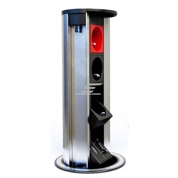 Izvelkama kontaktligzdu kārba | montējama mēbelēs | 8 moduļi | 330x100 mm | pelēka 2