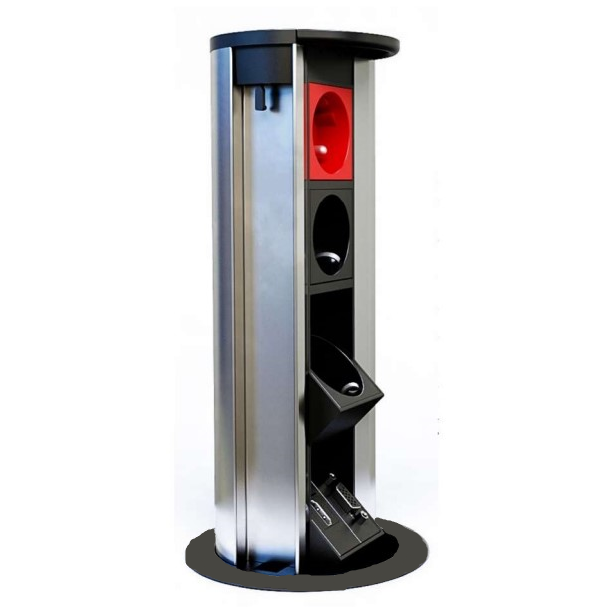 Izvelkama kontaktligzdu kārba | montējama mēbelēs | 8 moduļi | 330x100 mm | melna 3