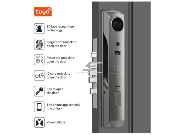 Išmani durų spyna su veido atpažinimu | pirštų antspaudų | IC kortelių skaitytuvu | 430x74x30mm | pilka | TUYA | Wi-Fi 2 Išmani durų spyna su veido atpažinimu | pirštų antspaudų | IC kortelių skaitytuvu | 430x74x30mm | pilka | TUYA | Wi-Fi 2