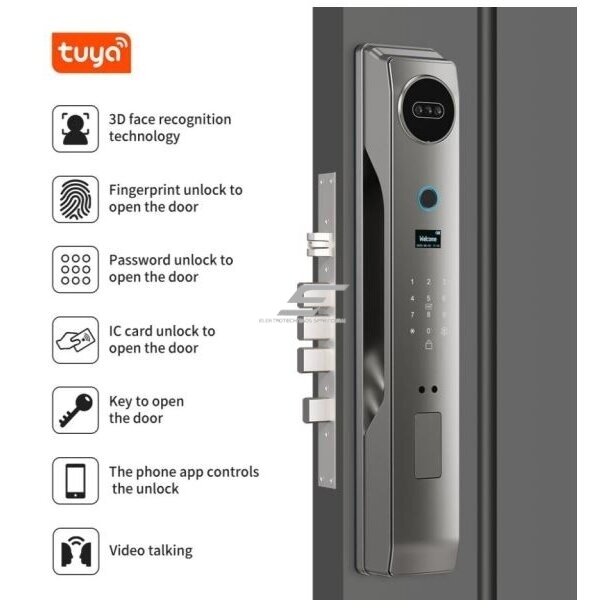 Smart door lock with facial recognition | fingerprint | IC card reader | 430x74x30mm | grey | TUYA | Wi-Fi 2 Smart door lock with facial recognition | fingerprint | IC card reader | 430x74x30mm | grey | TUYA | Wi-Fi 2