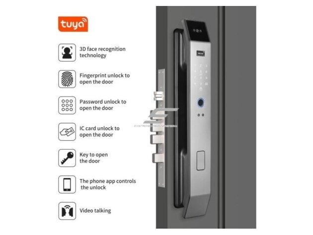 Išmani durų spyna 6-in-1 | 3D veido atpažinimas | pirštų antspaudas | IC kortelė | PIN | kamera ir interkomas | Wi-Fi Tuya | 6068/7068 | 428×73×35 mm | sidabrinė | ES-XF14S 4 Išmani durų spyna 6-in-1 | 3D veido atpažinimas | pirštų antspaudas | IC kortelė | PIN | kamera ir interkomas | Wi-Fi Tuya | 6068/7068 | 428×73×35 mm | sidabrinė | ES-XF14S 4