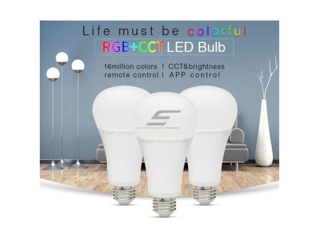 Išmani LED RGB+CCT lemputė | E27 | 12W | 100-240VAC | 2700-6500K | 1100lm | RF | Wi-Fi | Mi Light | FUT105 | 6970602180148 1